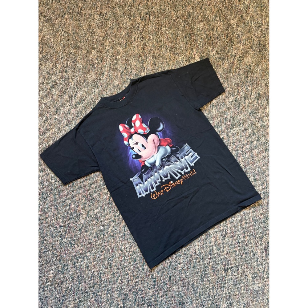 Vintage 90s Minnie Mouse Walt‎ Disney World Black Graphic Shirt Size Medium